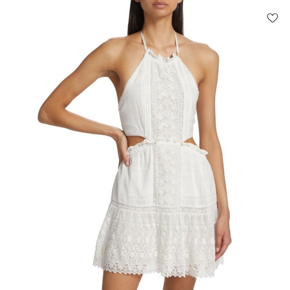 LoveShackFancy Kesia Lace Halterneck Mini Dress NWT